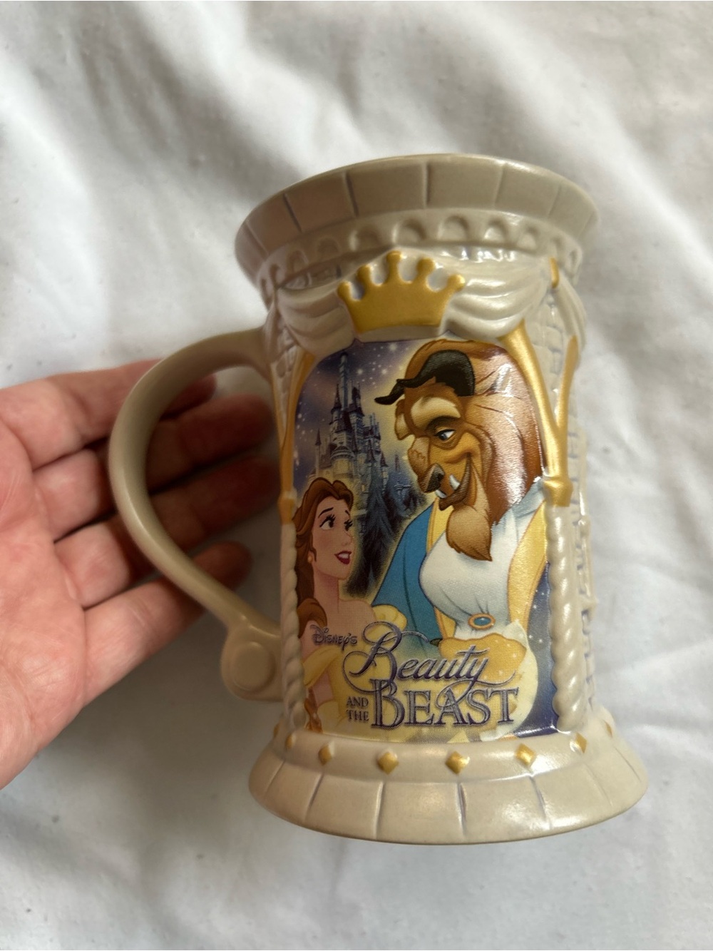 Disney Beauty and the Beast Ceramic Mug - Cream and Gold Accents